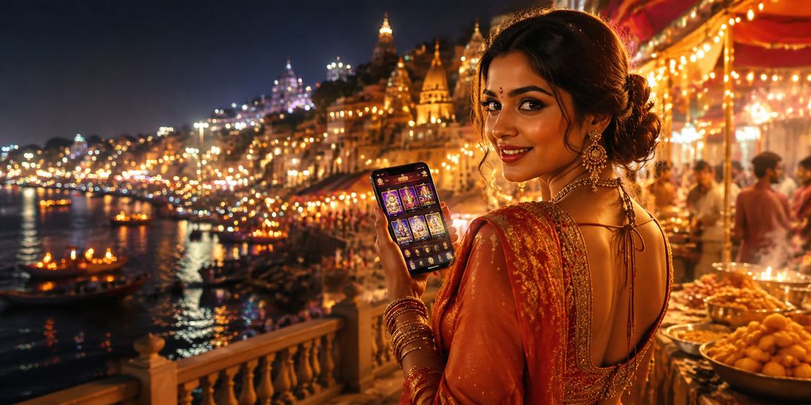 Varanasi night market with mobile casino access illustrating safe mobile payments
